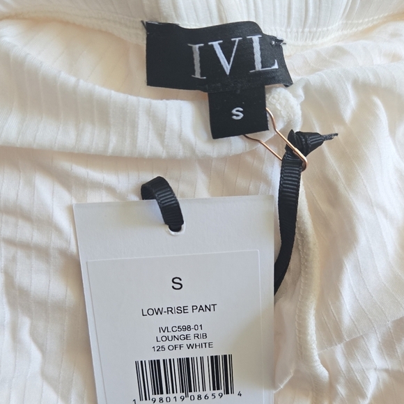 New IVL Low Rise Ribbed Off White Pajama Loungewear Pants NWT Small - Picture 9 of 9